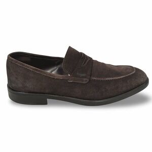 Salvatore Ferragamo Penny Loafer Shoes Men's 11 2E EE Wide Suede Brown READ